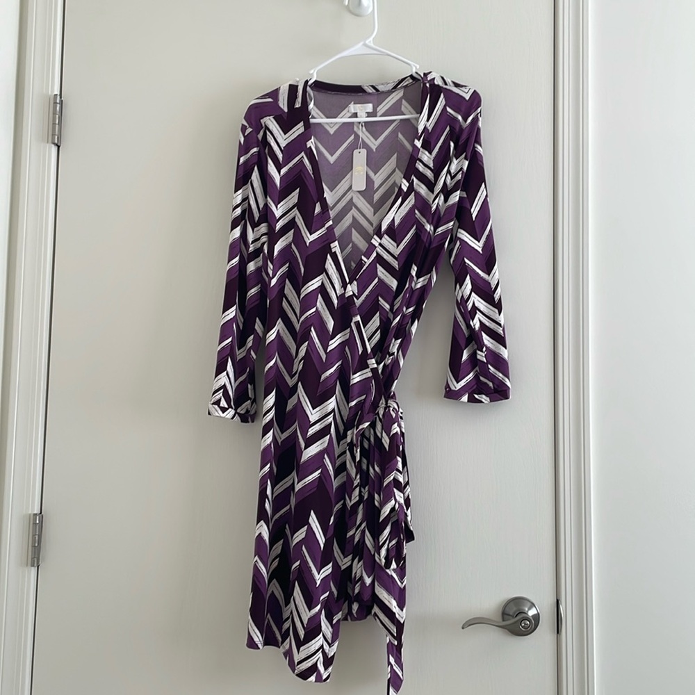NWT Charming Charlie Purple Long Sleeve Wrap Dress. Size: L